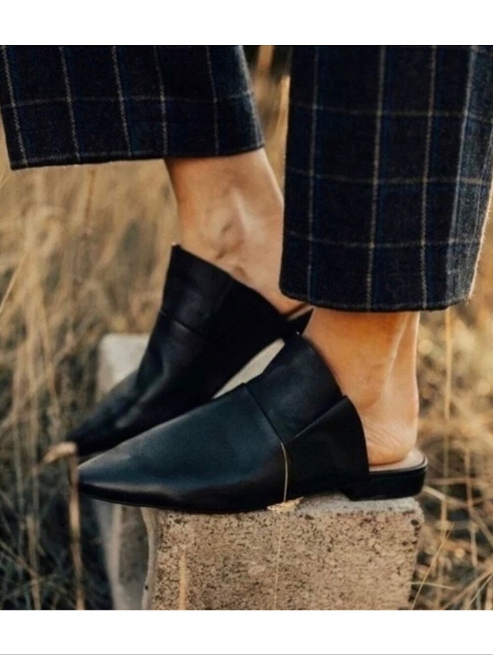 🆕️ Free People Sienna Black Leather Mules Coastal Grandma Quiet Luxury 7.5